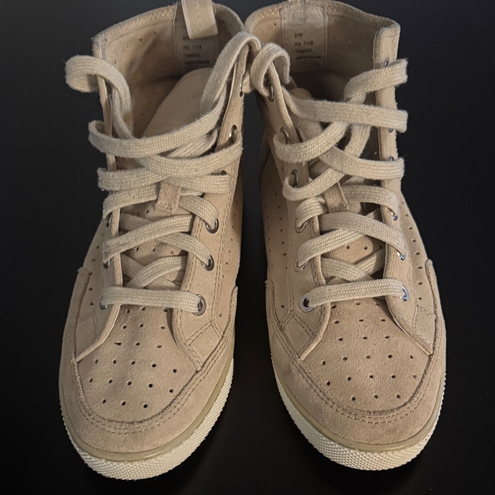 Coach Kids Beige High-Top Sneakers